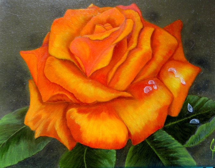 Orange Rose painting - 2011 Orange Rose art painting